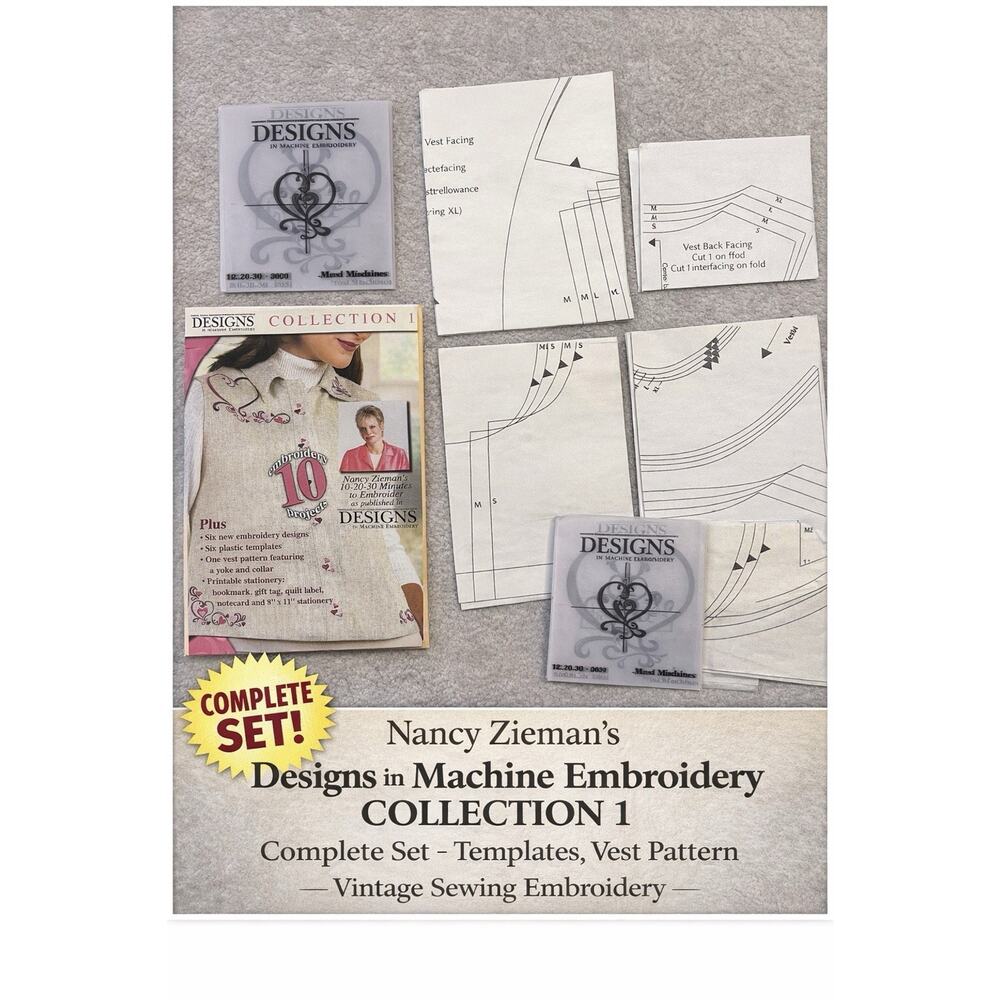 Designs in Machine Embroidery Collection 1 Nancy Zieman Vest Pattern + Templates